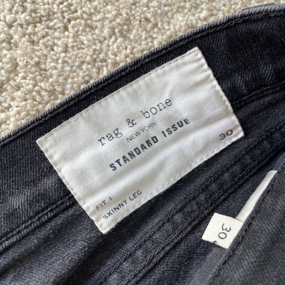 Rag and Bone Skinny Distressed Black Jeans - Picture 6 of 12